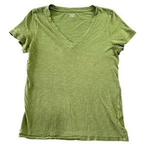 Madewell Whisper Cotton V-Neck Tee Olive Green Short Sleeve T-Shirt XXS Casual